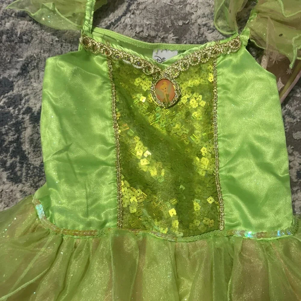 Disney Store Tinkerbell Green Feather Costume Dress Girl's 9/10 - Picture 2 of 15